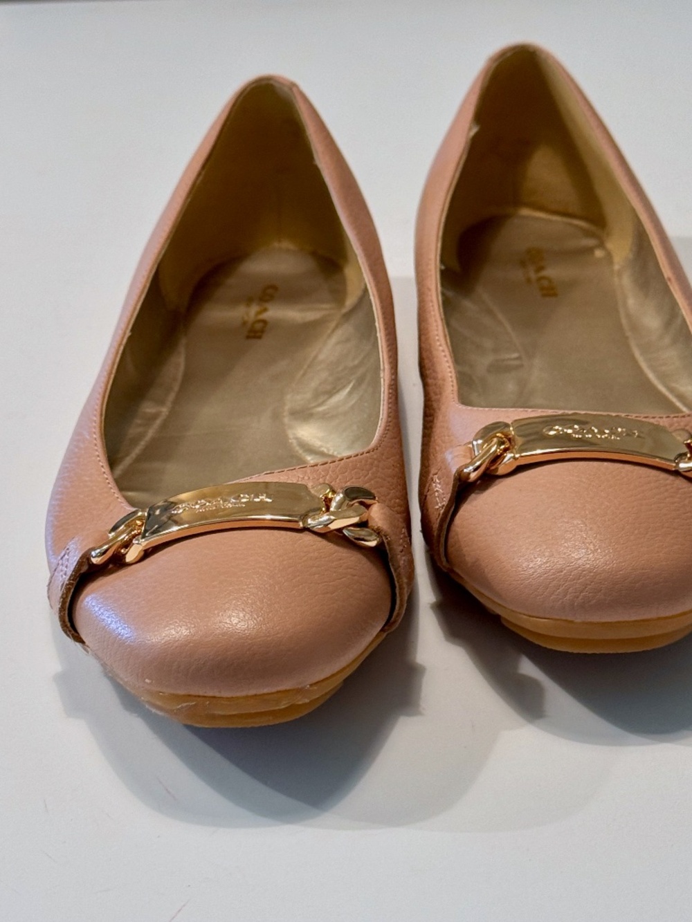 Coach Size 8.5 Bianca Ballet Flats Blush Pink Rose Gold